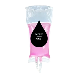 A clear IV drip bag filled with pink liquid labeled "Hydration Drip.